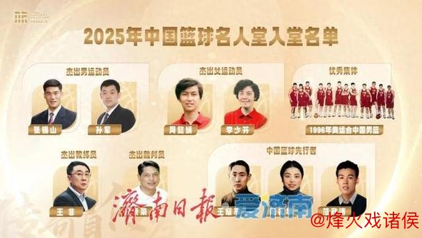 2025中国篮球名人堂揭晓 男篮“96黄金一代”荣膺入选